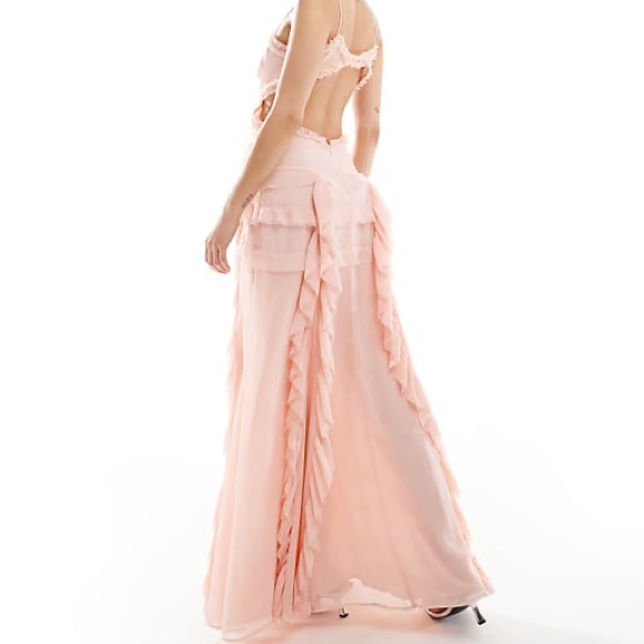 ASOS Pink Ruffle Maxi Dress - Picture 3 of 4